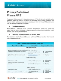 Privacidad de Prisma AIRS
