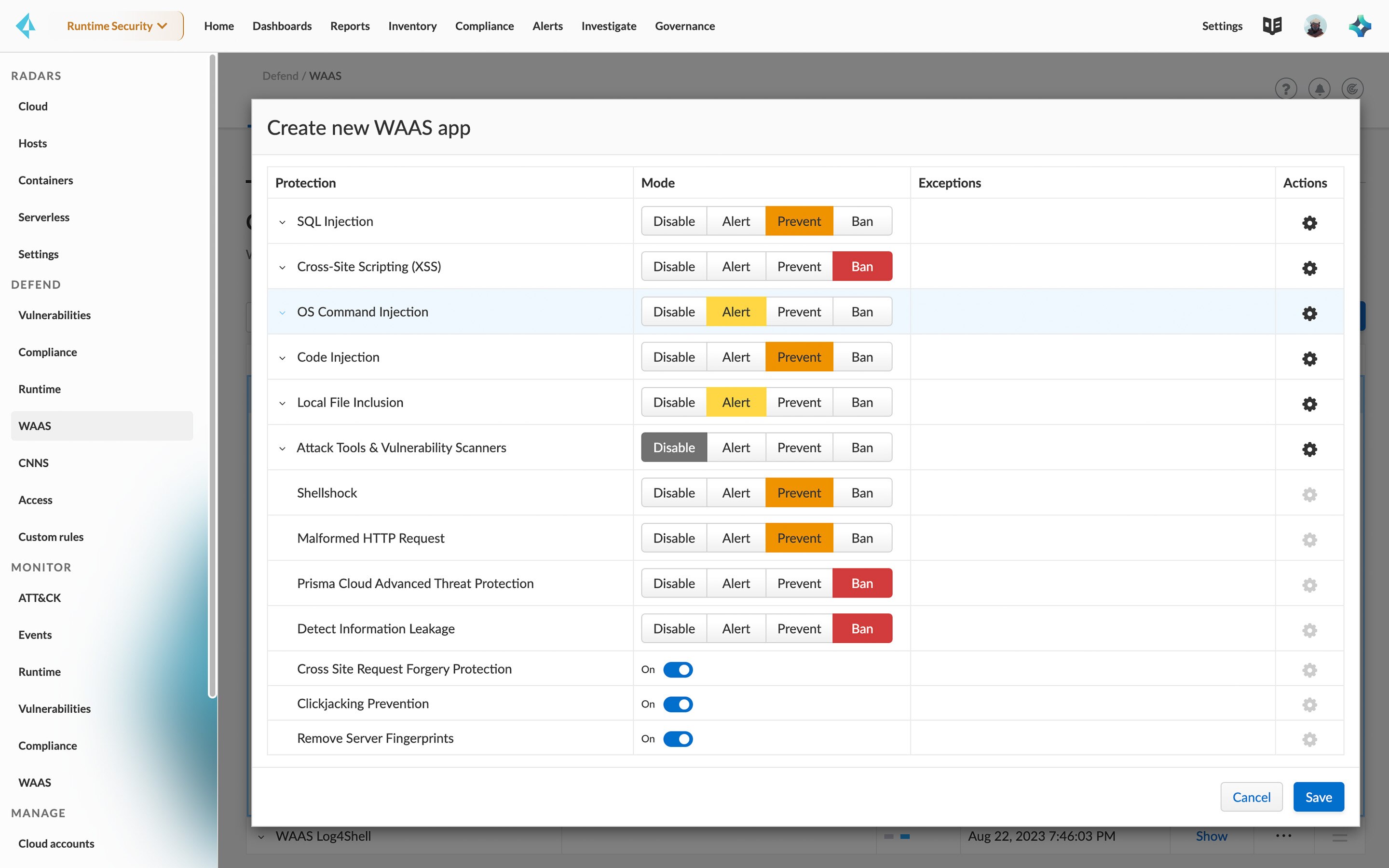 Protección en tiempo real