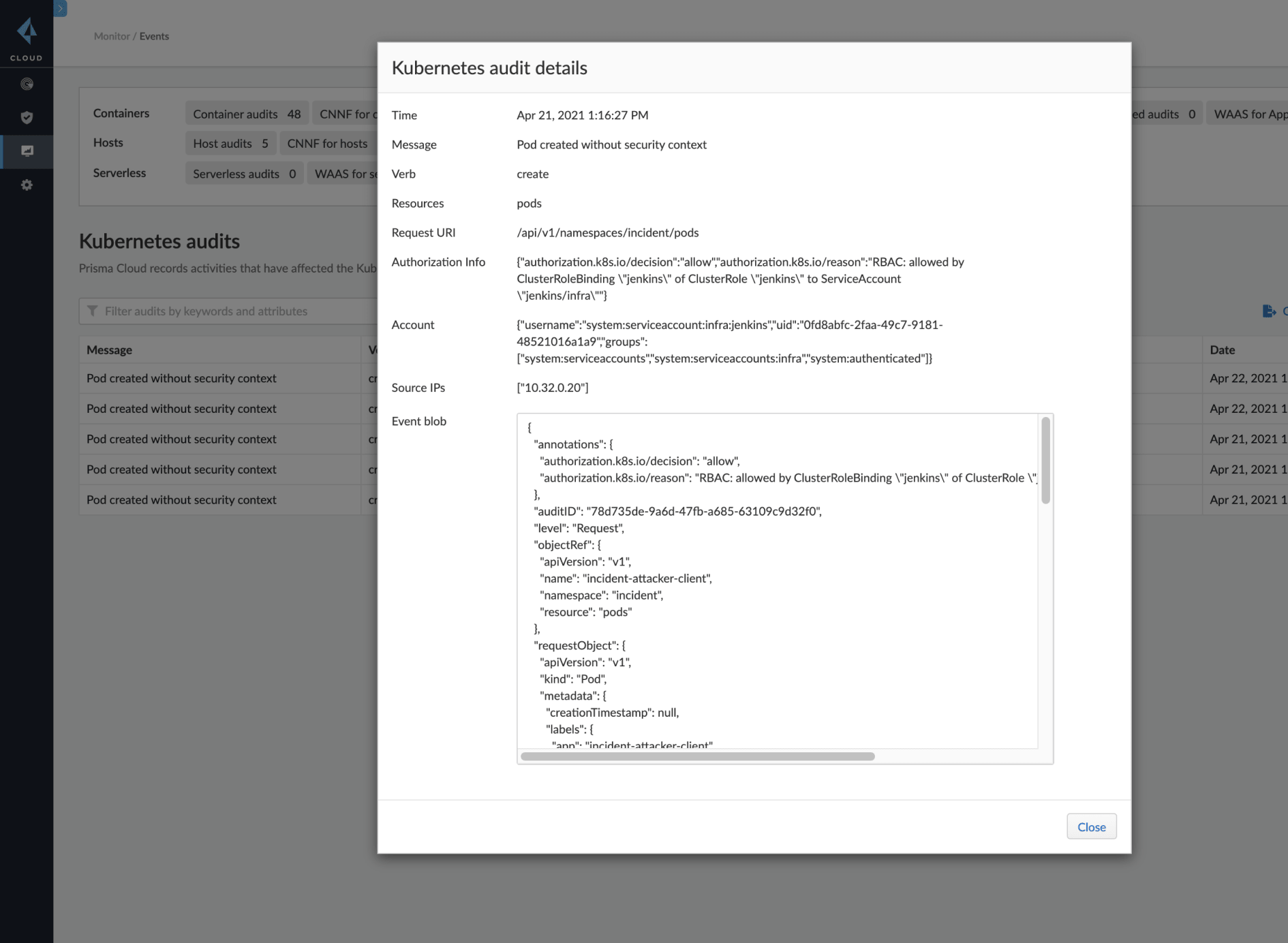 Control de acceso a los contenedores