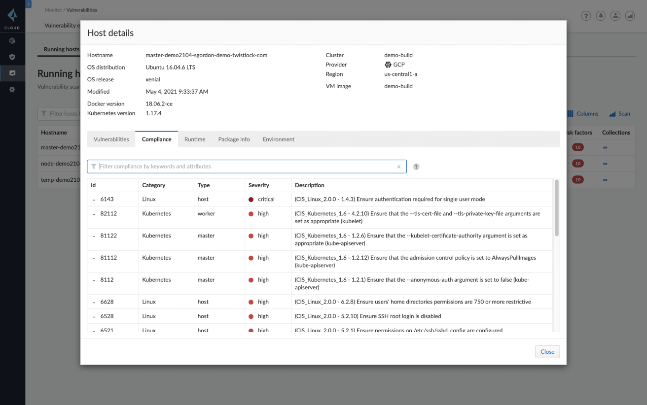 Cumplimiento normativo del host