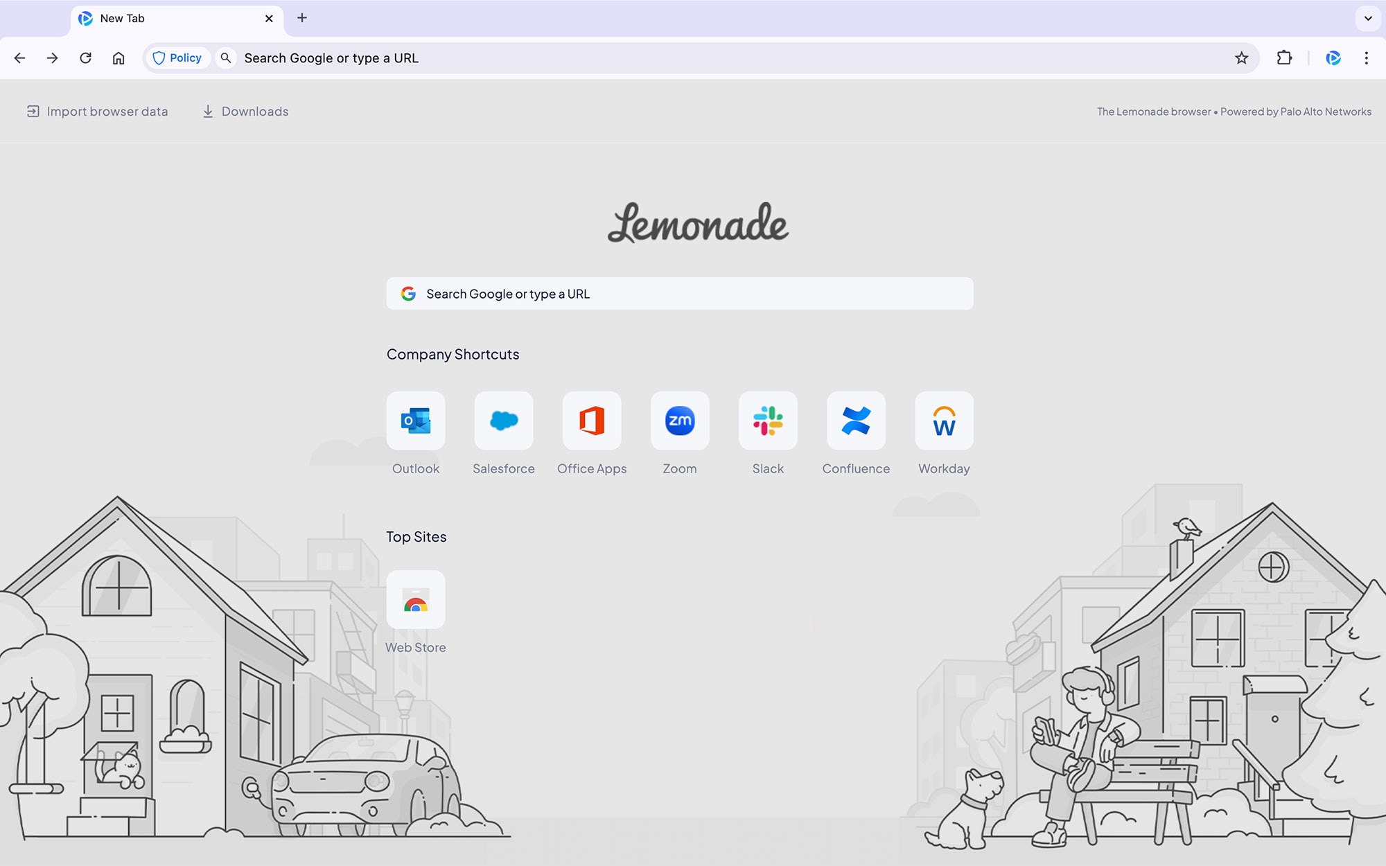 pestaña nueva de Lemonade con Prisma Access Browser