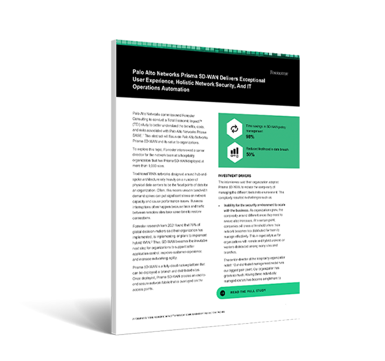Informe Total Economic Impact™ de Prisma SD-WAN de Palo Alto Networks